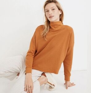 Madewell Orange Hemp-Cotton Mockneck Sweatshirt Fresh Cider